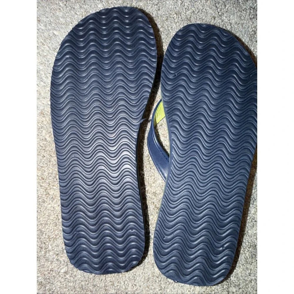 Men's Panama Jack Lightweight Flip Flops Size 10/11 Large Navy W/ Neon Write Out